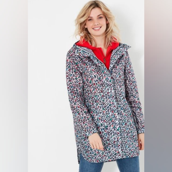 🌈JOULES Golightly Packable Waterproof Raincoat in Silver Leopard - Picture 9 of 16